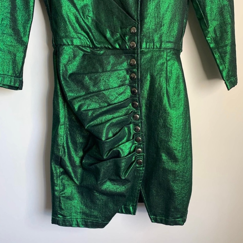 Retrofete The Willa Dress Green Metallic Mini - Picture 4 of 4